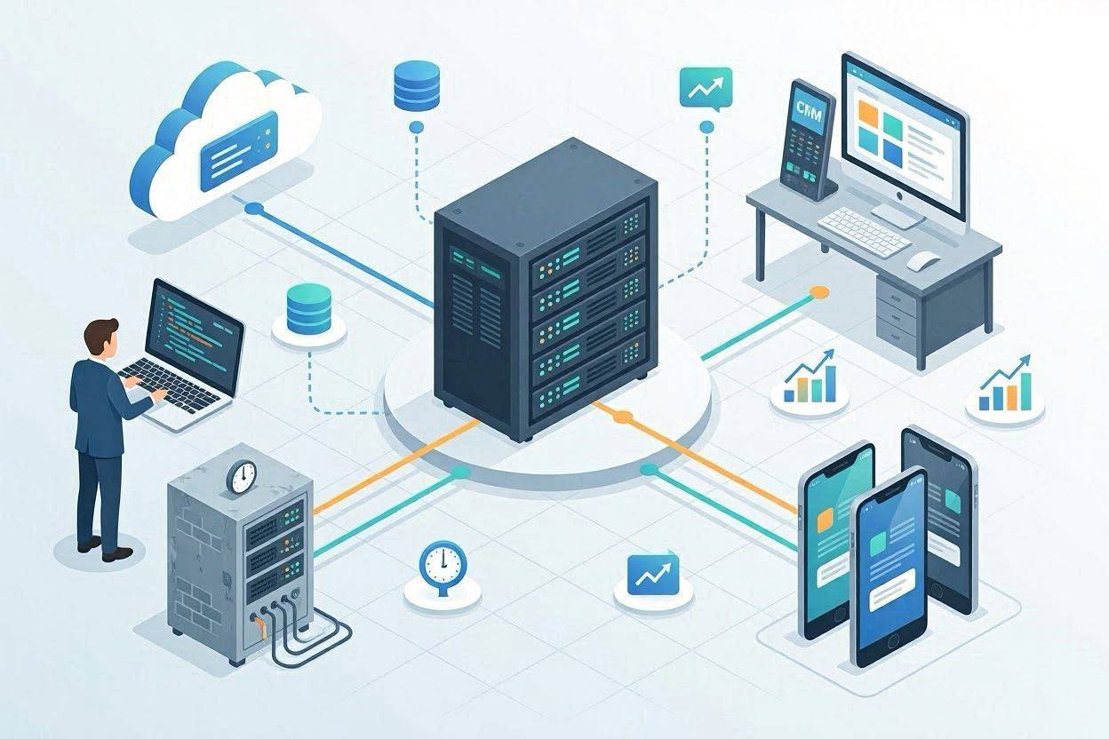 System Integration Map displaying legacy connections, adapters, and data lakes